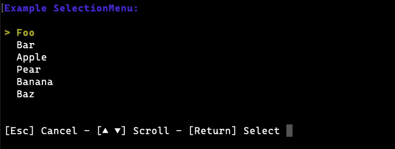 SelectionMenu example image